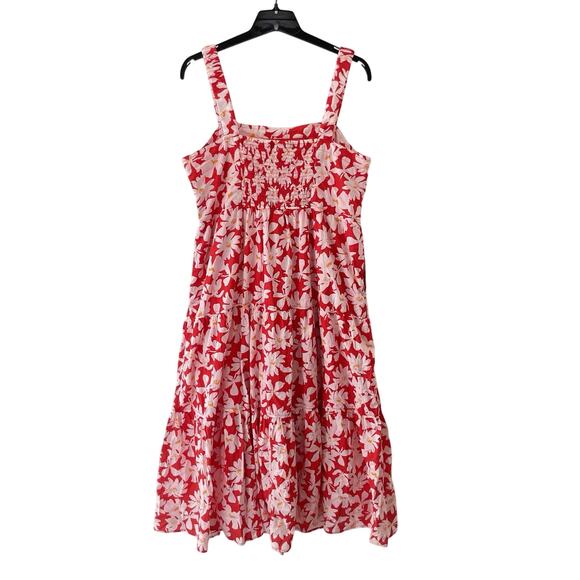 Bold Floral Print Sundress L Cotton Fit & Flare Country Summer Boho Picnic Retro - Picture 2 of 8